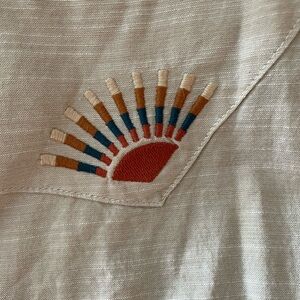 Cream Cotton Fabric with Embroidered Accents